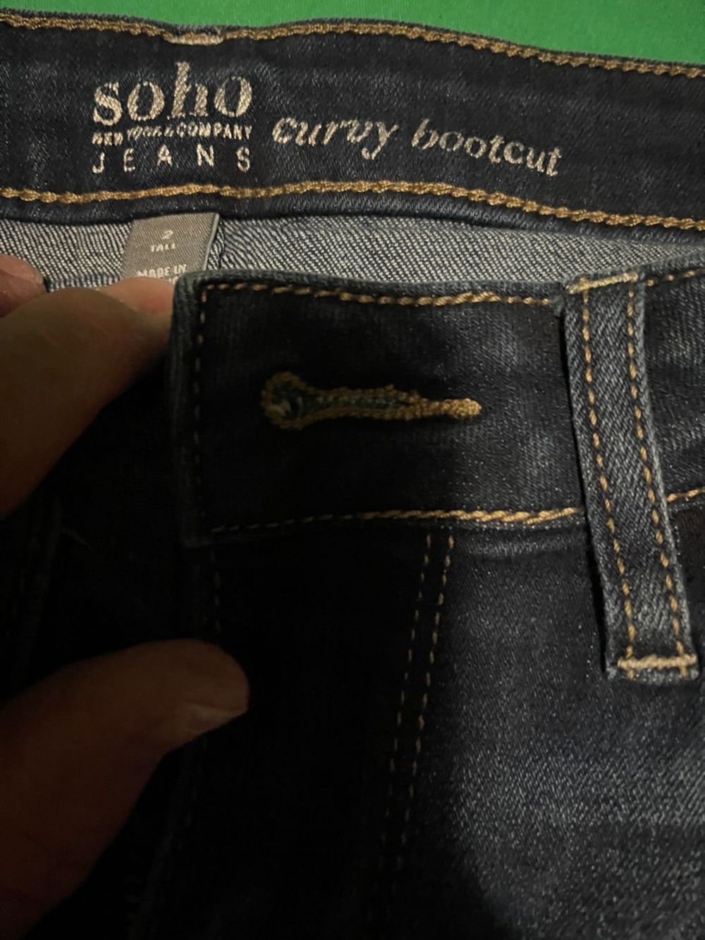Soho Dark Blue Bootcut  Jeans with Contrast Gold Stitching